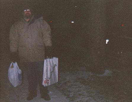 Honey, you carried these a quarter mile from the train station,
 let me carry them the last 15 yards. Oh, and would you mind taking my picture?